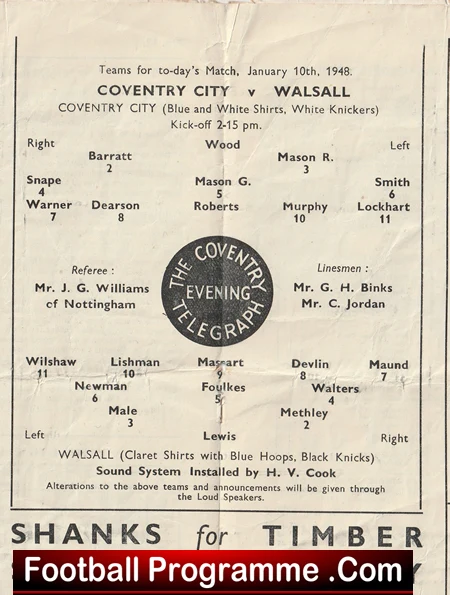 Coventry City v Walsall 1948 - to clear - Image 3
