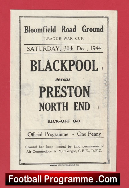 Blackpool v Preston 1944 - War Time Football - Image 2