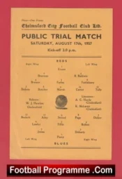Chelmsford City Public Trial Match 1957 – Single Sheet