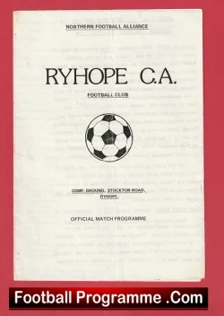 Front cover of Ryhope C.A. Football Club official match programme featuring a soccer ball illustration