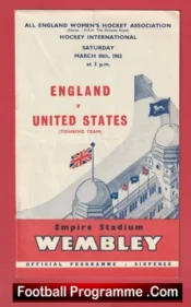 England Womens Hockey v USA 1962 – Wembley Plus Ticket