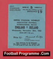 England v Ireland 1963 – Football Match Ticket