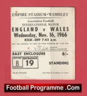 England v Wales 1966 – Match Ticket 66