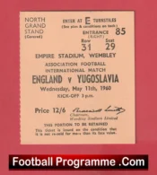 England v Yugoslavia 1960 – Football Ticket
