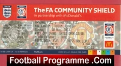 Banner for The FA Community Shield programme in partnership with McDonald's, featuring team crests and a collage-style image.