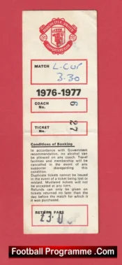 Sunderland v Manchester United 1976 – League Cup Replay Coach Ticket