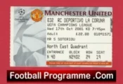 Manchester United v Deportivo La Coruna 2001 – Match Ticket