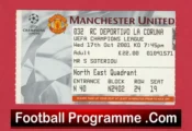 Manchester United v Deportivo La Coruna 2001 – Match Ticket
