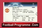 Manchester United v Glasgow Celtic 2006 – Match Ticket