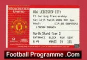 Manchester United v Leicester City 2001 – Football Ticket