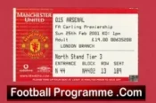 Manchester United v Arsenal 2001 – Football Ticket