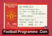 Manchester United v Aston Villa 2001 – Football Ticket