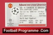 Manchester United v Bordeaux 2000 Man Utd Football Ticket