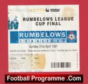 Manchester United v Sheffield Wednesday 1991 League Cup Final Ticket