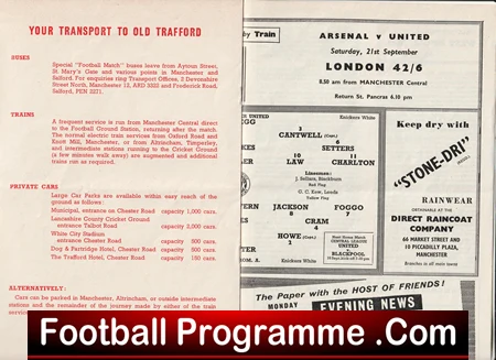 Collage of vintage football programme pages with old adverts and fixtures, featuring a bold 'Football Programme .Com' banner at the bottom.