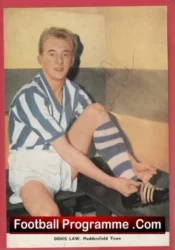 Huddersfield Town Denis Law Autograph Signed Picture Man Utd