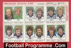 Preston North End football programme cover showing a grid of player headshots with captions and the 'Football Programme' logo.