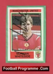 Manchester United Norman Whiteside Autograph Signed Football Sticker Man Utd