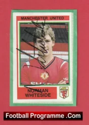 Manchester United Norman Whiteside Autograph Signed Football Sticker Man Utd