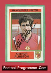Manchester United Arthur Albiston Autograph Signed Football Sticker Man Utd