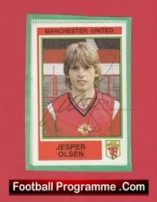 Manchester United Jesper Olsen Autograph Signed Football Sticker Man Utd