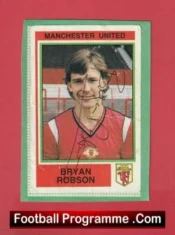 Manchester United Bryan Robson Autograph Signed Football Sticker Man Utd