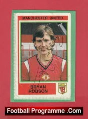 Manchester United Bryan Robson Autograph Signed Football Sticker Man Utd