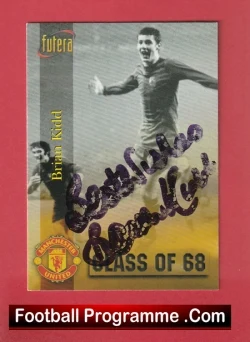 Manchester United football programme cover featuring a black-and-white photo of a player and the title 'Class of 68' on a red border (Futera branding).