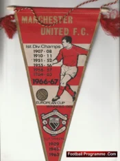 Manchester United Pennant Flag Man Utd Honours 1960s