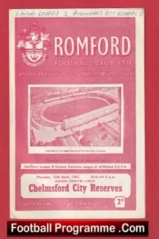 Romford v Chelmsford City 1962 – Reserves Game