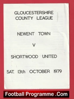 Cover of a 1979 Gloucestershire County League football programme: Newent Town vs Shortwood United, Saturday 13 October 1979.