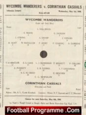 Wycombe Wanderers v Corinthian Casuals 1946 – 1940s Old Programme