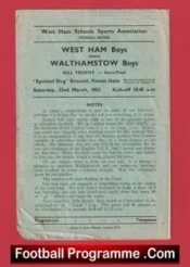 West Ham v Walthamstow 1952 – Schoolboys – School Boys
