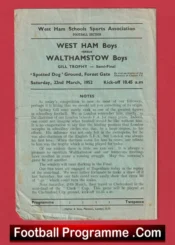 West Ham v Walthamstow 1952 – Schoolboys – School Boys