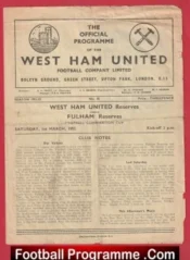 West Ham United v Fulham 1952 – Reserves Match