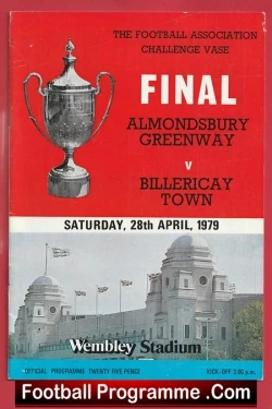 Almondsbury Greenway v Billericay Town 1979 - Vase Cup Final Programme - football memorabilia