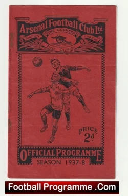 Arsenal v Bolton Wanderers 1938 - 1930s Football Programmes - football programme