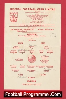 Arsenal v Enfield 1962 - Reserves Match - football programme