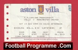 Aston Villa v Manchester United 1995 - Football Ticket - football memorabilia