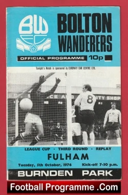 Bolton Wanderers v Fulham 1976 - football programme