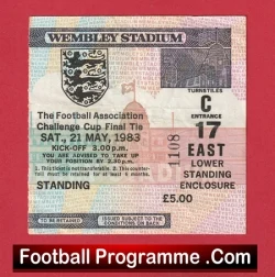 Brighton Hove Albion v Manchester United 1983 - Cup Final Football Ticket - football memorabilia