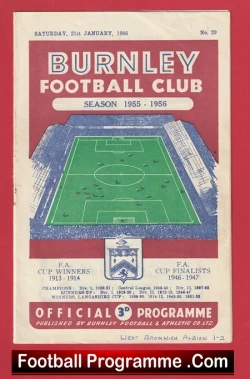 Burnley v WBA 1956 - 1950s - football programme