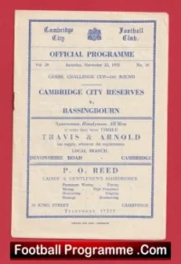 Cambridge City v Bassingbourn 1952 – Reserves Match