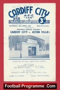 Cardiff City v Aston Villa 1953 – 1950s Programmes
