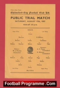 Chelmsford City Public Trial Match 1957 – Single Sheet