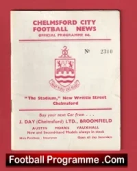 Chelmsford City v Romford 1962 – Football Programmes