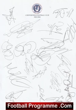 Chesterfield Football Club Multi Autographed Signed Sheet 2003 2004 - football programme