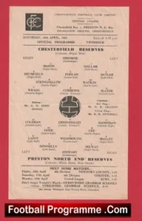 Chesterfield v Preston 1965 – Reserves Match
