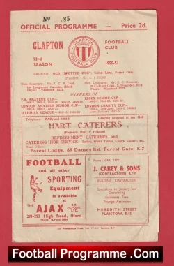 Clapton v Walthamstow Avenue 1950 - 1950s - football programme