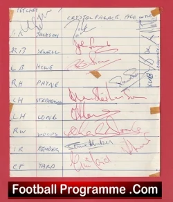Crystal Palace Football Club Multi Autographed Signed Sheet 1966 - football programme